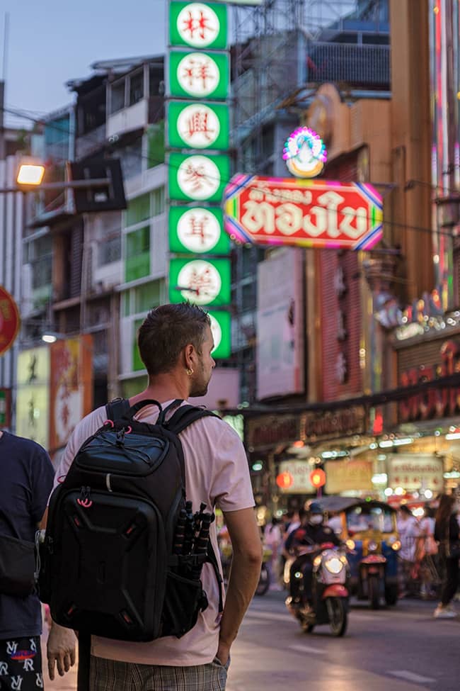 International student on the street in China Town Bangkok